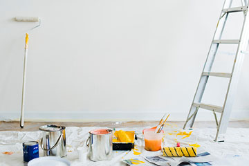 Ladder and paints